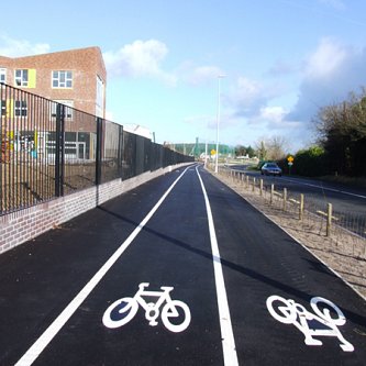 Cycle lane tar mac